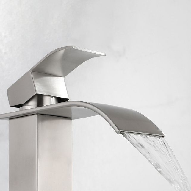 BowLift | Industrial Faucets Faucet Stainless Steel Lever Handles Waterfall Spout Bathroom Faucet