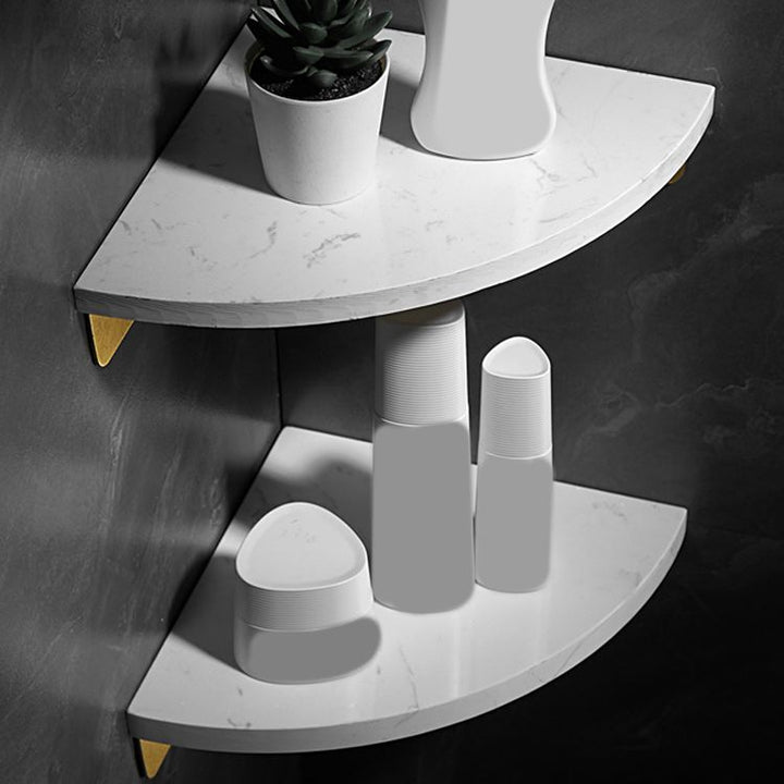 BowLift | Marble 2-piece Bathroom Accessory Set Brushed Metal Bathroom Shelf