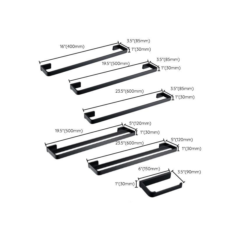 BowLift | Black Bathroom Accessories Hardware Set with Towel Bar and Bathroom Shelf