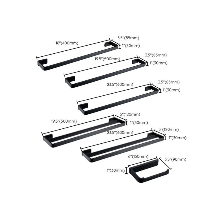 BowLift | Black Bathroom Accessories Hardware Set with Towel Bar and Bathroom Shelf