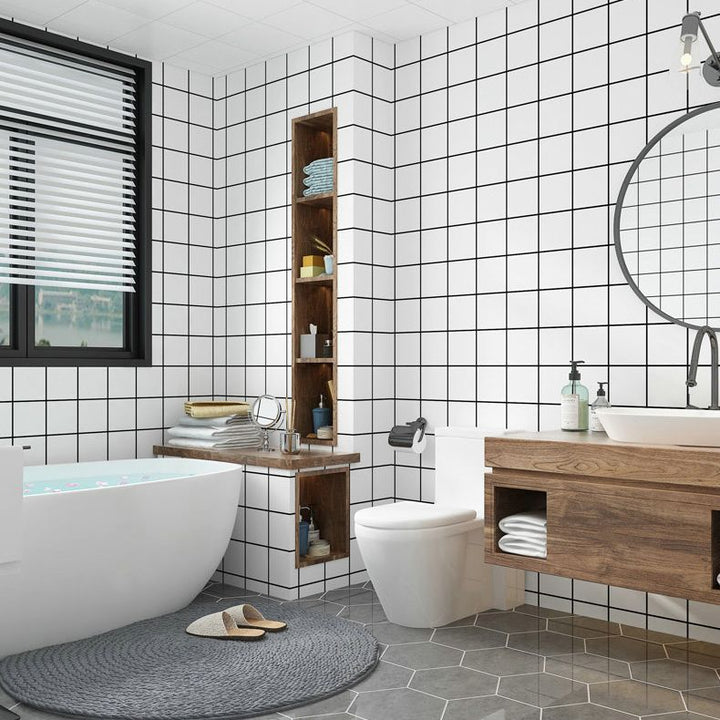 BowLift | Floor Wall Tiles Marble Pattern Wallpaper Rectangular Bathroom Kitchen Wallpaper