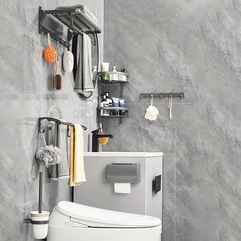 BowLift | Gray 6/7-piece modern bathroom accessory set bathroom shelf/bath towel hooks/towel bar included