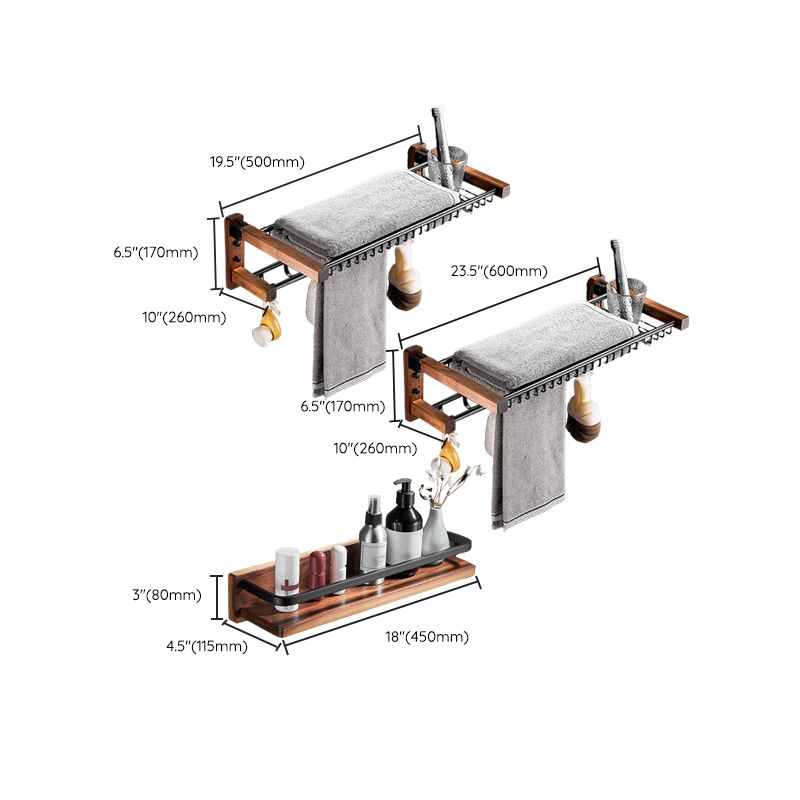 BowLift | Metal Bathroom Accessories Set Walnut Brown Bathroom Accessories Set