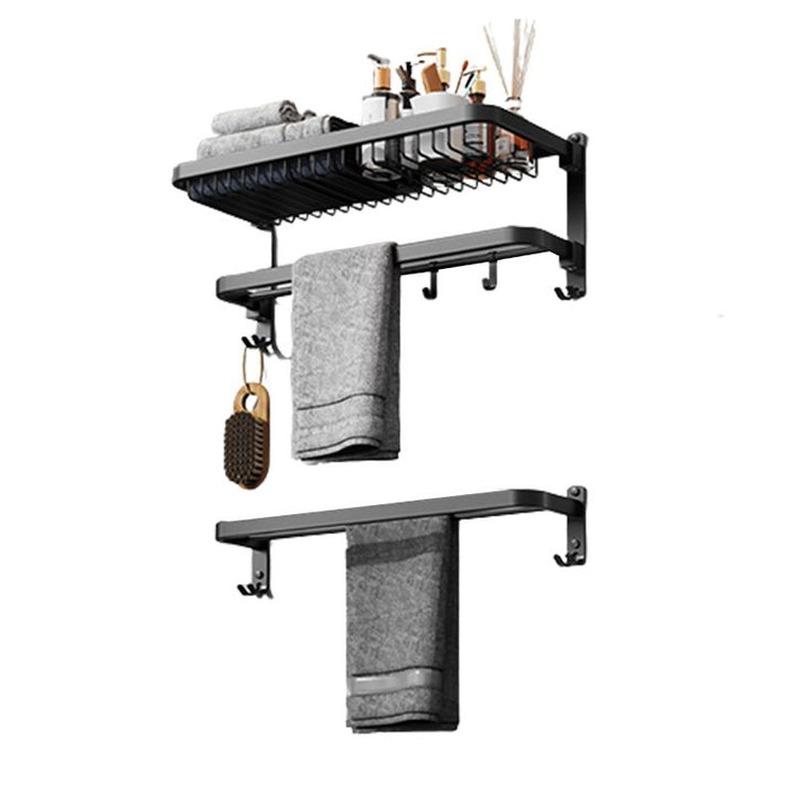 BowLift | Minimalist black bathroom accessory set paper holder towel bar bath hardware set