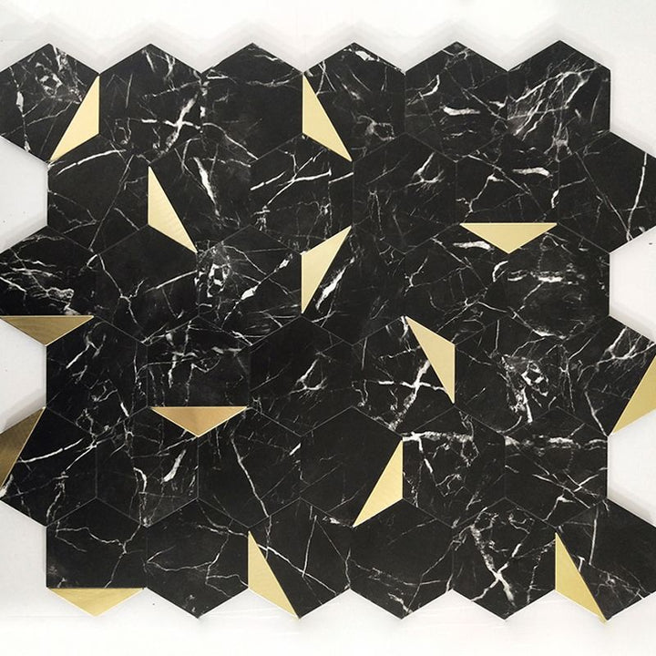 BowLift | Hexagonal Mosaic Tiles Metal Peel and Stick Tiles for Kitchen and Bathroom, 11.8" x 11.8"