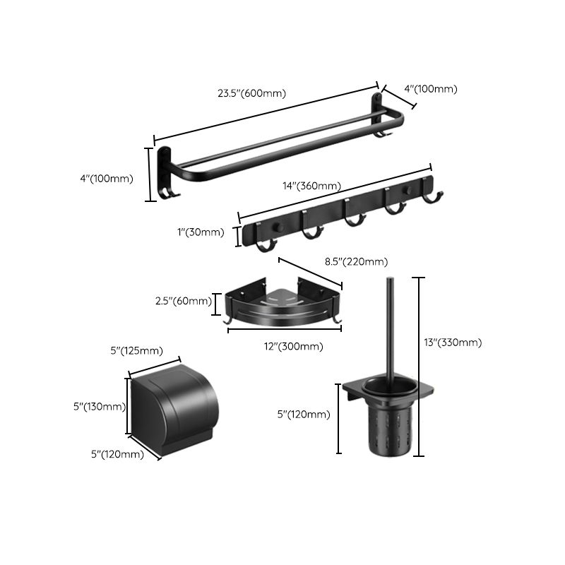 BowLift | Modern Black Bathroom Accessory Set Tissue Holder Towel Bar Bathroom Fittings Set