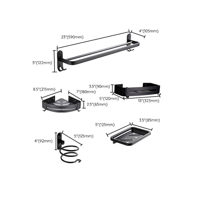 BowLift | Modern Bathroom Accessories Set Black Towel Bar Paper Holder Bathroom Accessories Kit