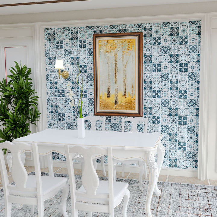 BowLift | Plastic Peel & Stick Tile Square Stain-Resistant Wallpaper for Back Wall