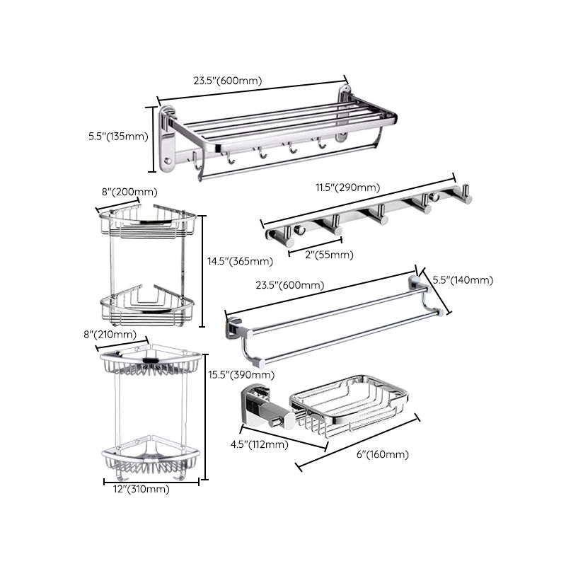 BowLift | Contemporary Bathroom Accessories Hardware Set made of silver metal