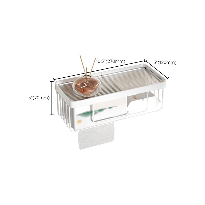 BowLift | White Bathroom Accessory Set Metal & Acrylic Bathroom Set with Bath Shelf/Towel Hook