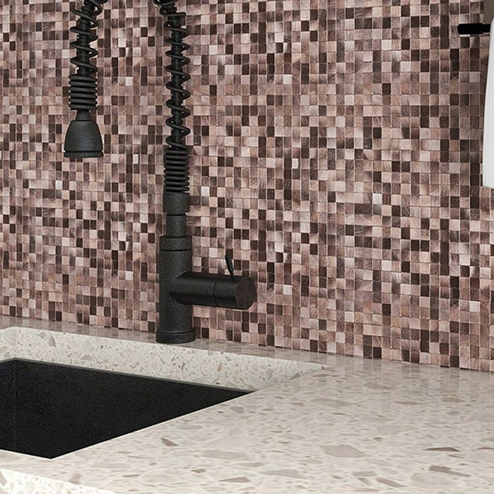 BowLift | Mosaic Tiles Wallpaper Square Shape Peel and Stick Mosaic Tiles with Metal Look