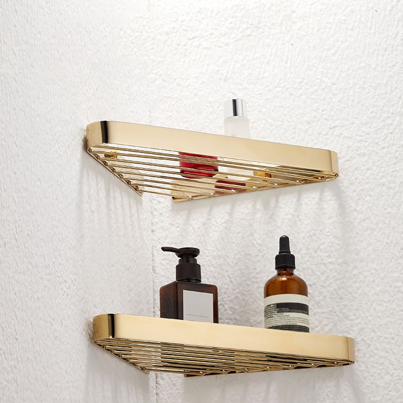 BowLift | 2-piece modern bathroom accessory set, polished chrome/gold, bathroom shelf