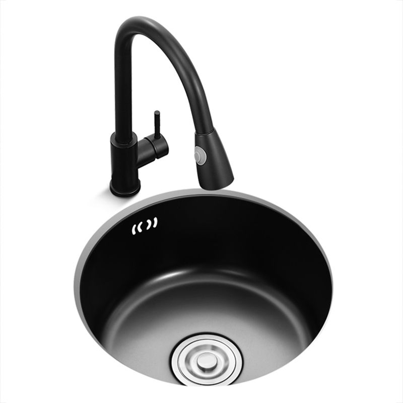 BowLift | Single Bowl Kitchen Sink Round Stainless Steel Sink with Drain Strainer Kits