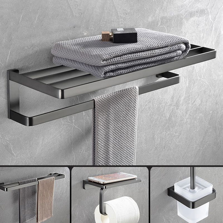 BowLift | Gray metal modern bathroom accessories as a single piece or as a set