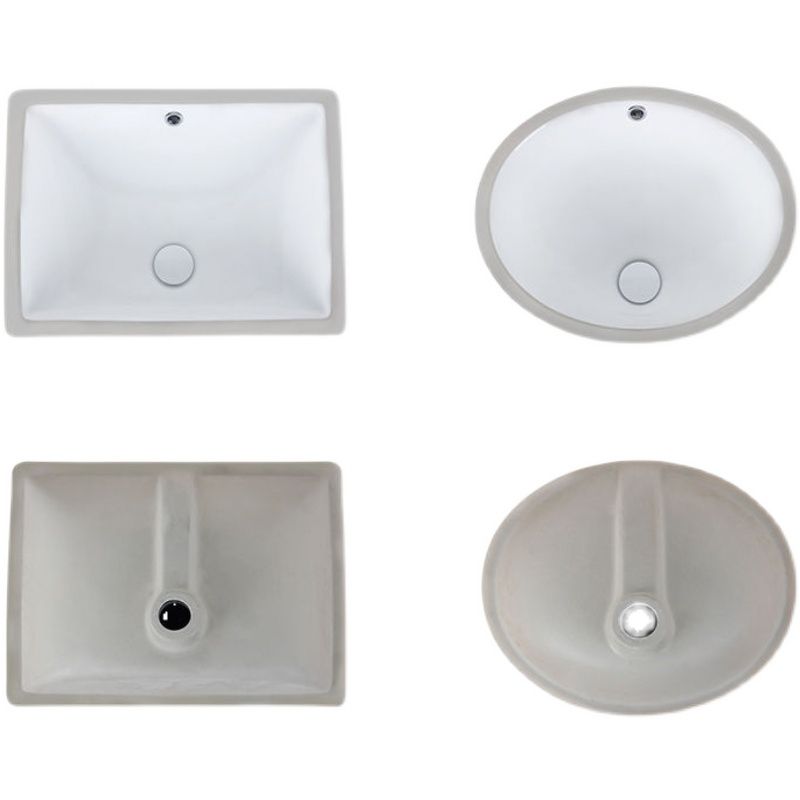 BowLift | Modern Under-mount Sink Oval Porcelain with Pop-Up Drain Sink