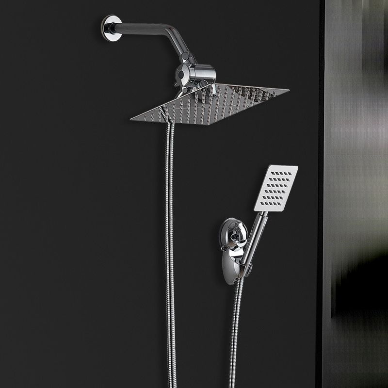 BowLift | Silver Square Double Shower Head Modern Water Filtration Wall Mounted Shower Head