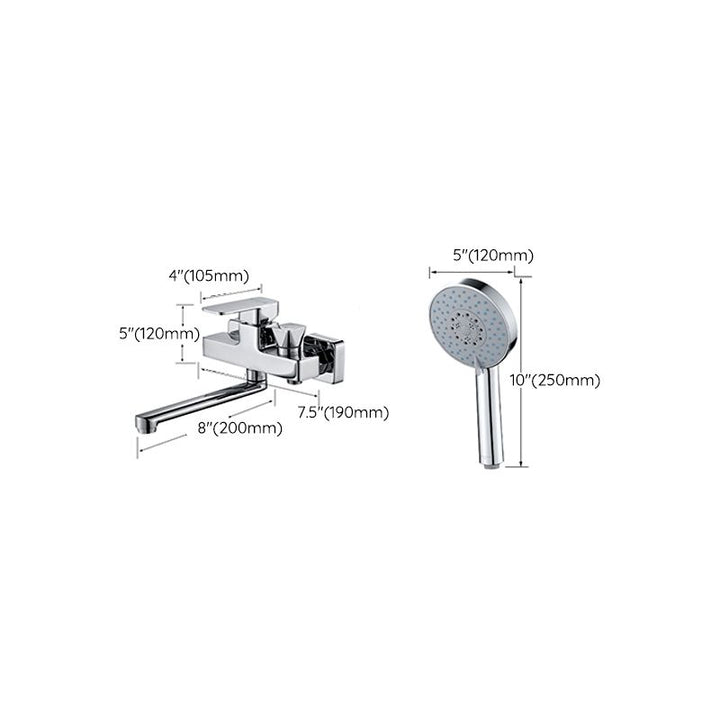 BowLift | Wall Mounted Bathtub Faucet Trim Polished Chrome Swivel Spout with Hand Shower