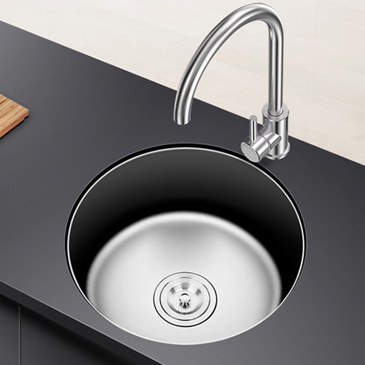 BowLift | Round Single Bowl Kitchen Sink Stainless Steel Sink with Drain Strainer Set