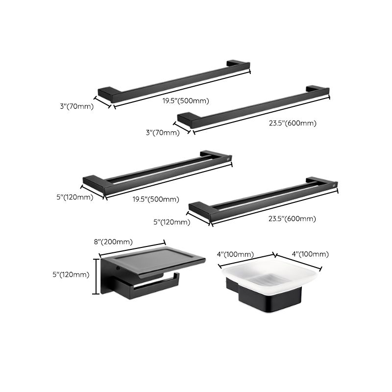 BowLift | 5-piece Modernism Bathroom Accessory Set in Matte Black Stainless Steel