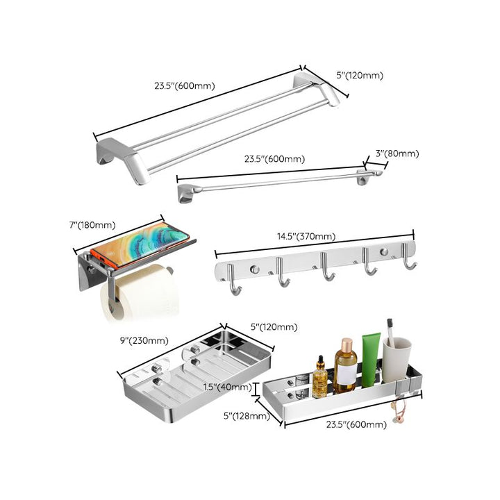 BowLift | Silver Bathroom Accessories Hardware Set Modern Bathroom Accessories Kit