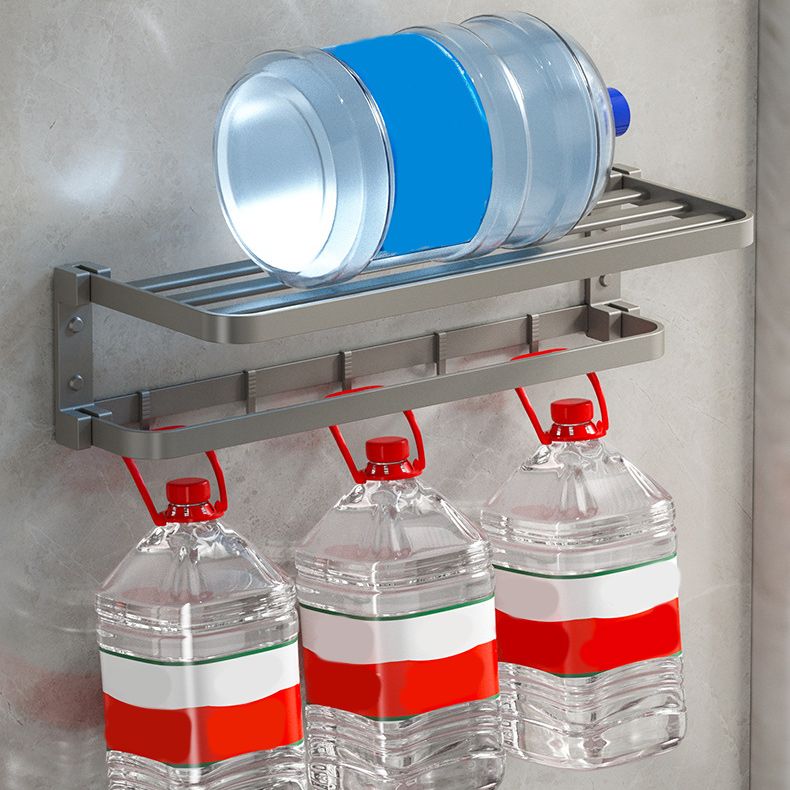 BowLift | Modern Gray Bathroom Accessory Set Aluminum Stainless Steel Bathroom Shelf/Towel Hooks/Towel Bar