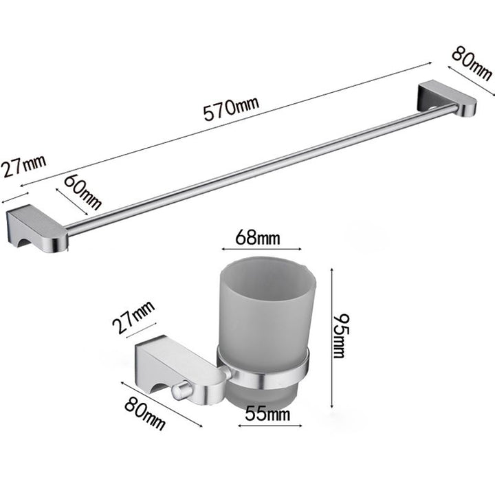BowLift | 6-piece Chrome Bathroom Accessory as Individual Piece or as Set with Towel Ring Bar