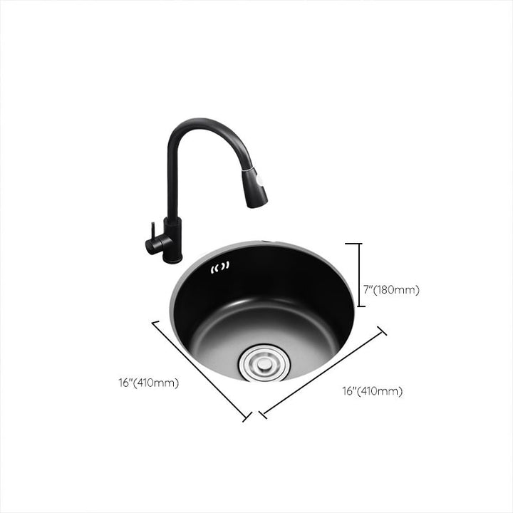 BowLift | Single Bowl Kitchen Sink Round Stainless Steel Sink with Drain Basket Kits