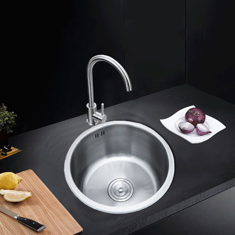 BowLift | Round Stainless Steel Sink Built-in Sink with Basket Strainer