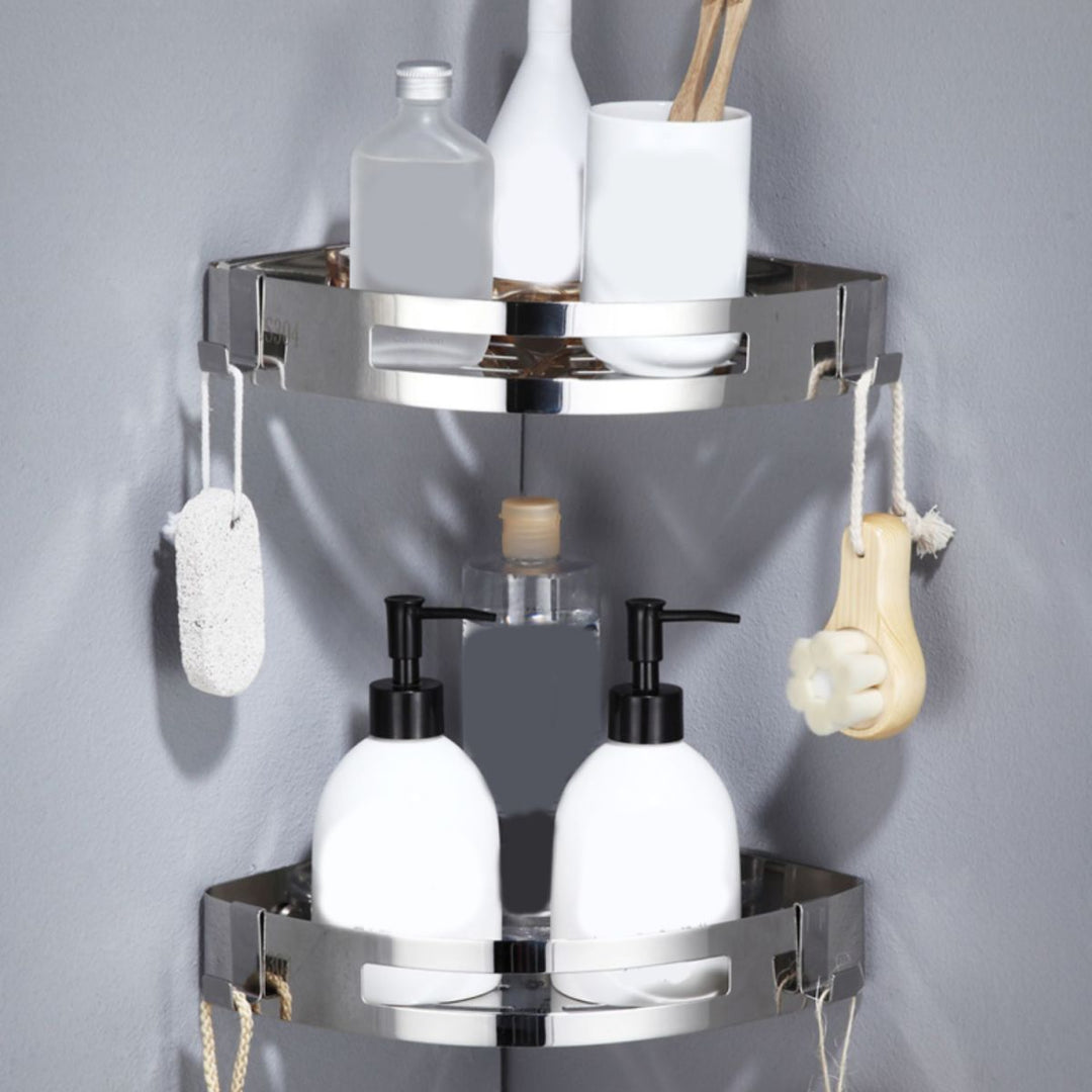 BowLift | Modern Stainless Steel Bath Accessory Set Rectangular & Triangular Bath Shelf