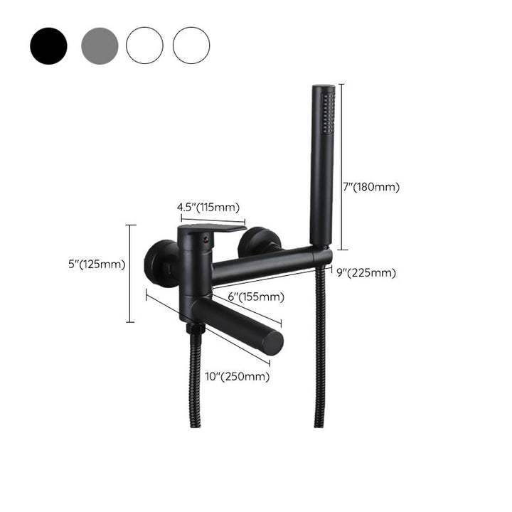 BowLift | Lever Handle Bathtub Faucet Wall Mount Shower Hose Swivel Spout Bathtub Filling with Hand Shower