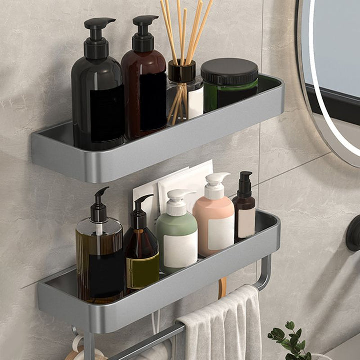 BowLift | Modern Grey 2-piece Bathroom Accessory Set, Matt Grey, Bathroom Shelf