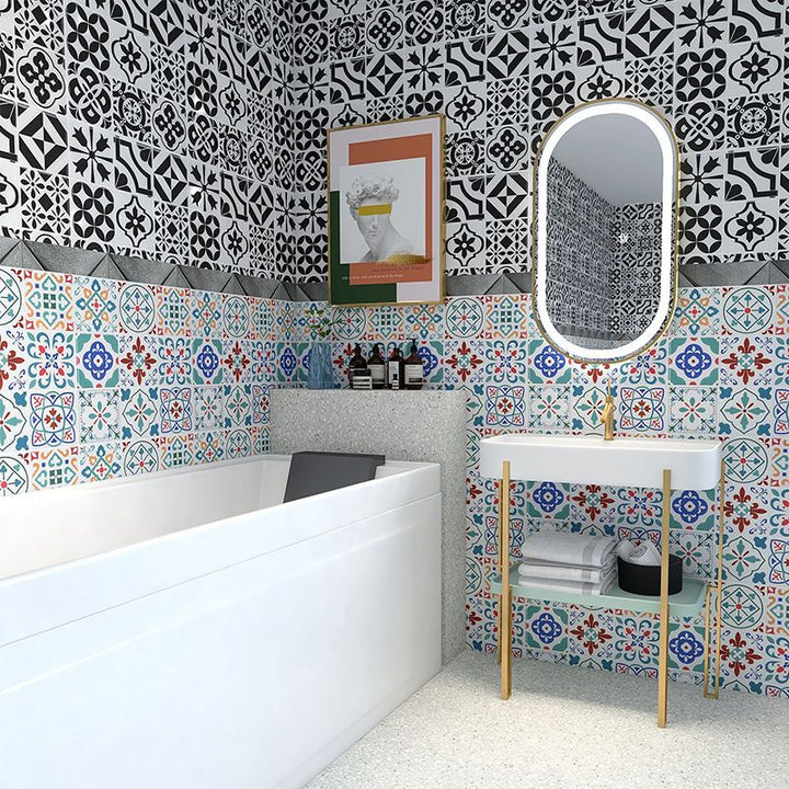 BowLift | Square Print Plastic Peel & Stick Tile Field Tile for Backsplash Wall