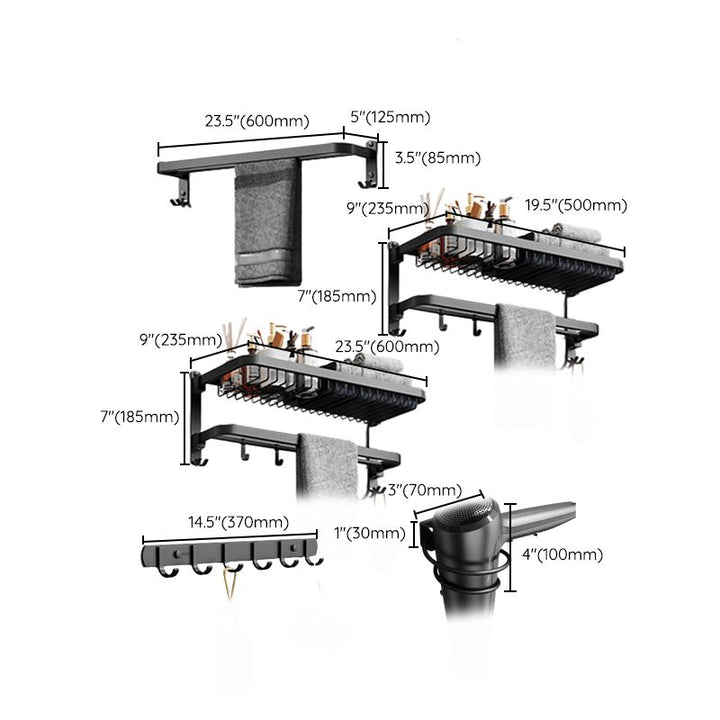 BowLift | Minimalist black bathroom accessory set paper holder towel bar bath hardware set