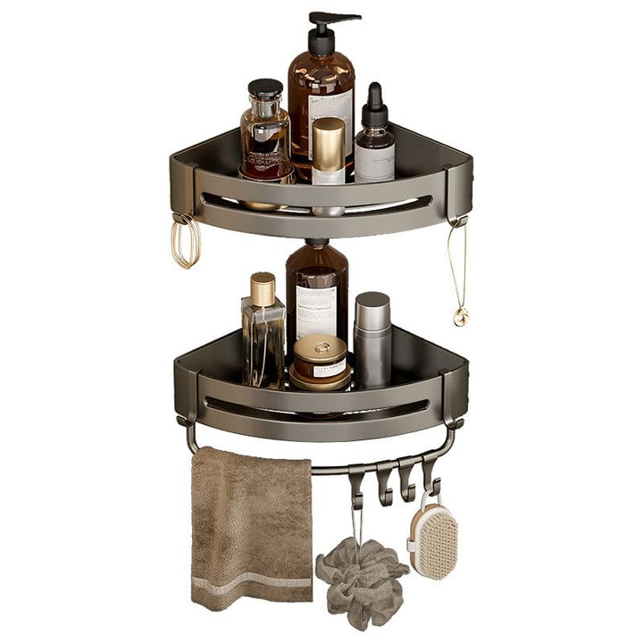BowLift | Contemporary Aluminum Bathroom Accessory Set Gray Bath Shelf