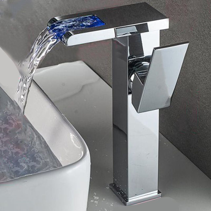 BowLift | Modern faucet for sink brass lever handles LED waterfall sink mixer