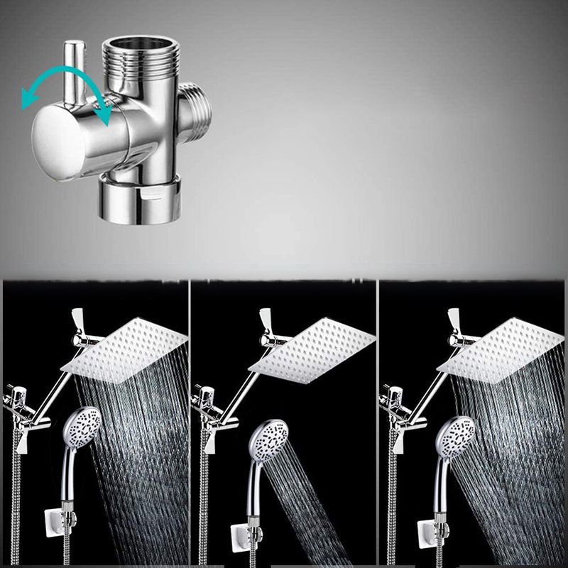 BowLift | Modern Style Dual Shower Head 9-Spray Silver Wall Mount Shower Head