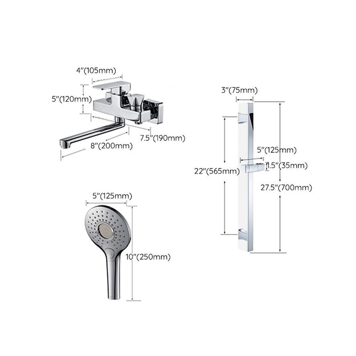 BowLift | Wall Mounted Bathtub Faucet Trim Polished Chrome Swivel Spout with Hand Shower