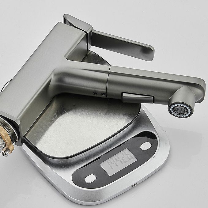 BowLift | Modern Brass Water Faucet Center Mount Bathroom Faucet with Water Hose