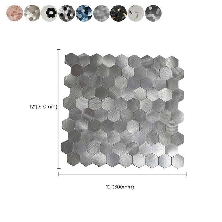 BowLift | Hexagonal Mosaic Tiles Metal Peel and Stick Tiles for Kitchen and Bathroom, 11.8" x 11.8"