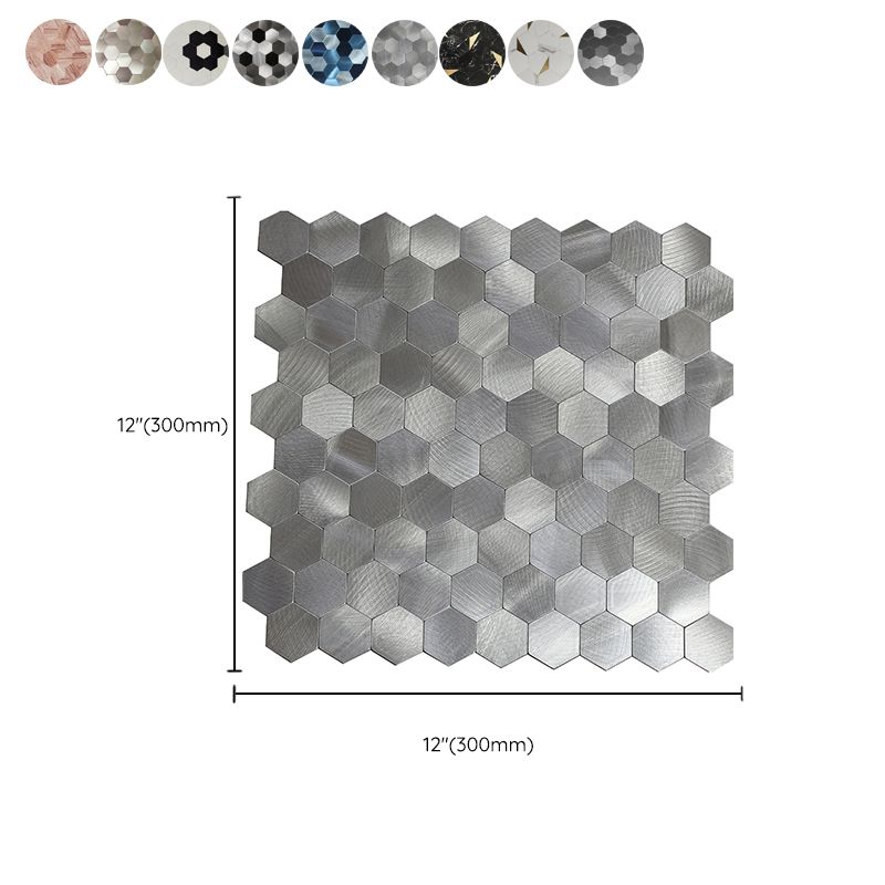 BowLift | Hexagonal Mosaic Tiles Metal Peel and Stick Tiles for Kitchen and Bathroom, 11.8" x 11.8"
