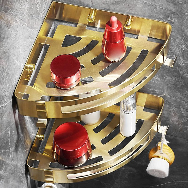 BowLift | Modern Gold/Silver 3-piece Bathroom Accessory Set, Bath Shelf