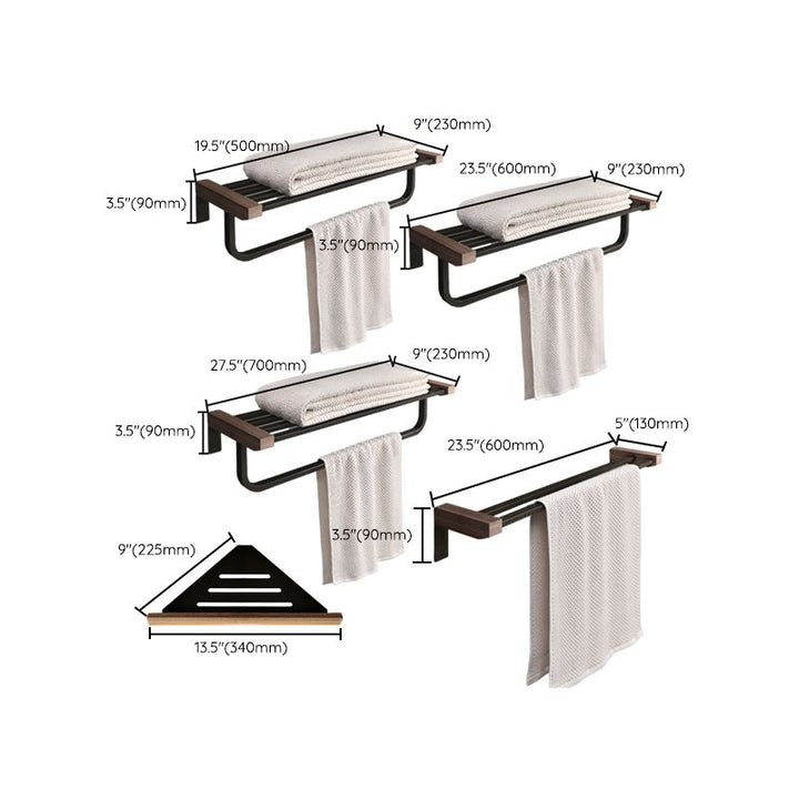 BowLift | 7-piece bathroom accessory set metal bath set with wood accents