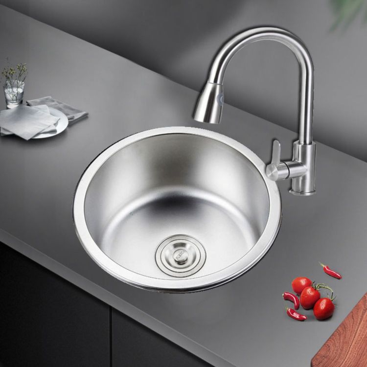 BowLift | Round Stainless Steel Sink Built-in Sink with Basket Strainer