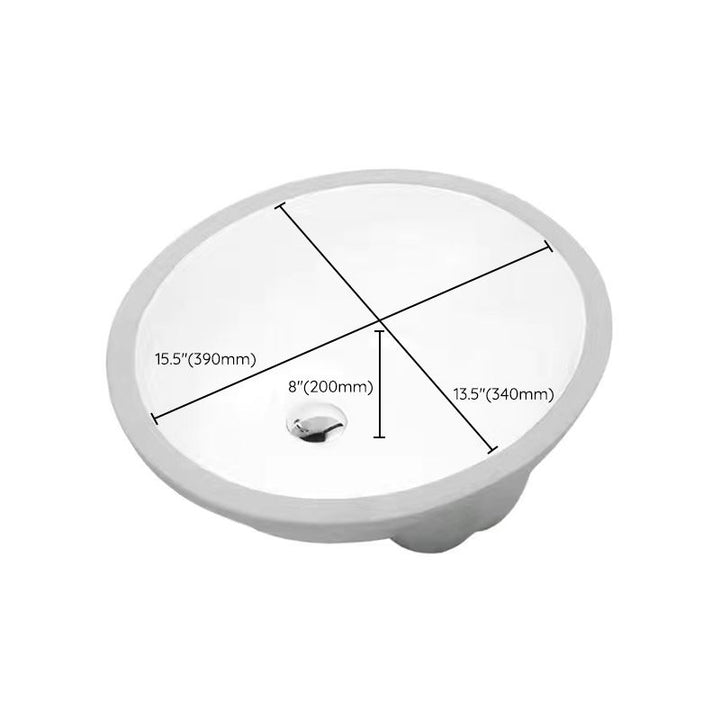BowLift | Modern Under-Mount Sink Oval Porcelain with Pop-Up Drain Sink