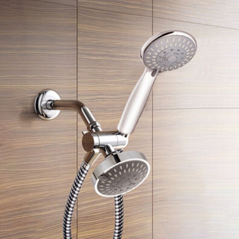 BowLift | Silver Dual Shower Head Round Rainfall Wall-Mounted Shower Head