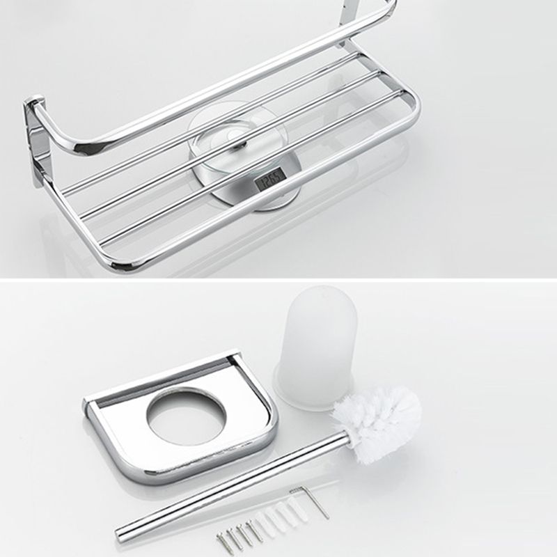 BowLift | Contemporary silver bathroom set with bathroom shelf and towel rail