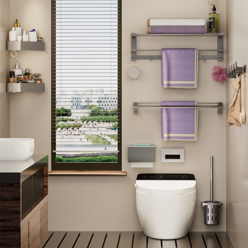 BowLift | Modern Gray Bathroom Accessory Set Bathroom Shelf Towel Bar Bathroom Accessory Set