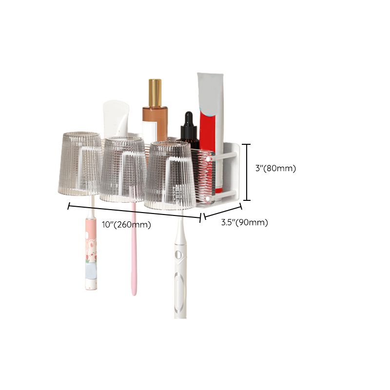 BowLift | White Bathroom Accessory Set Metal & Acrylic Bathroom Set with Bath Shelf/Towel Hook