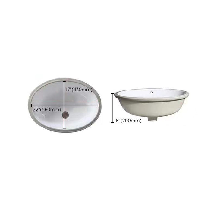 BowLift | Modern Under-Mount Sink Oval Porcelain with Pop-Up Drain Sink