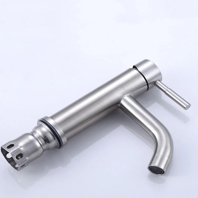 BowLift | Modern Silver Washbasin Mixer Single Lever Bathroom Faucet with Lever Handle